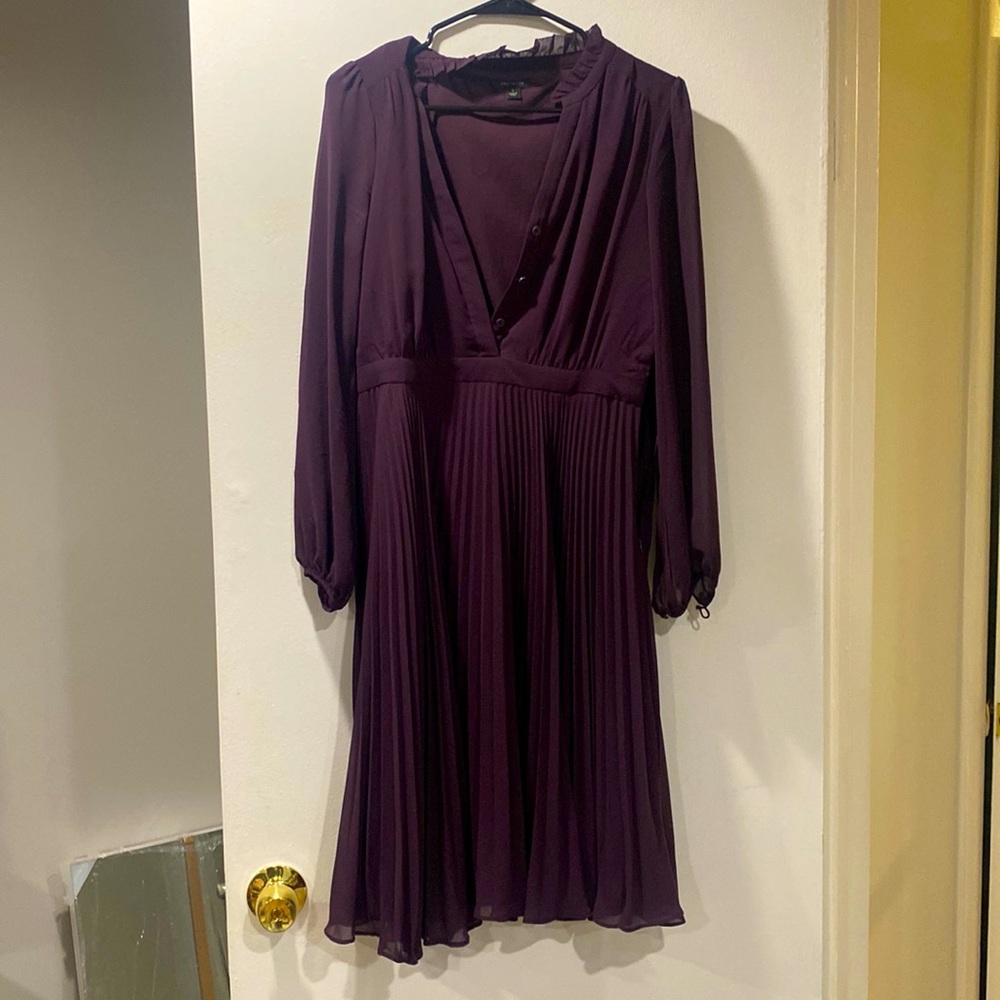 Long sleeved plum Ann Taylor dress